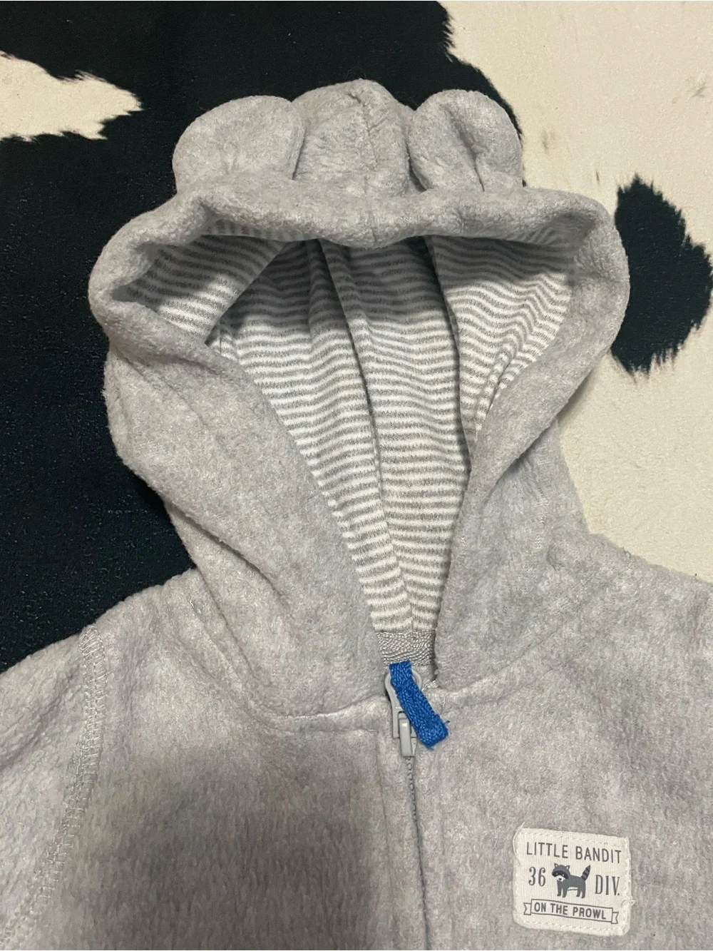 2/$12 Grey “Little Bandit” Fleece Jumpsuit